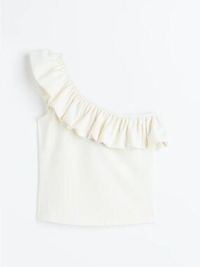 H&M One-Shoulder Ruffle Camisole - Cream